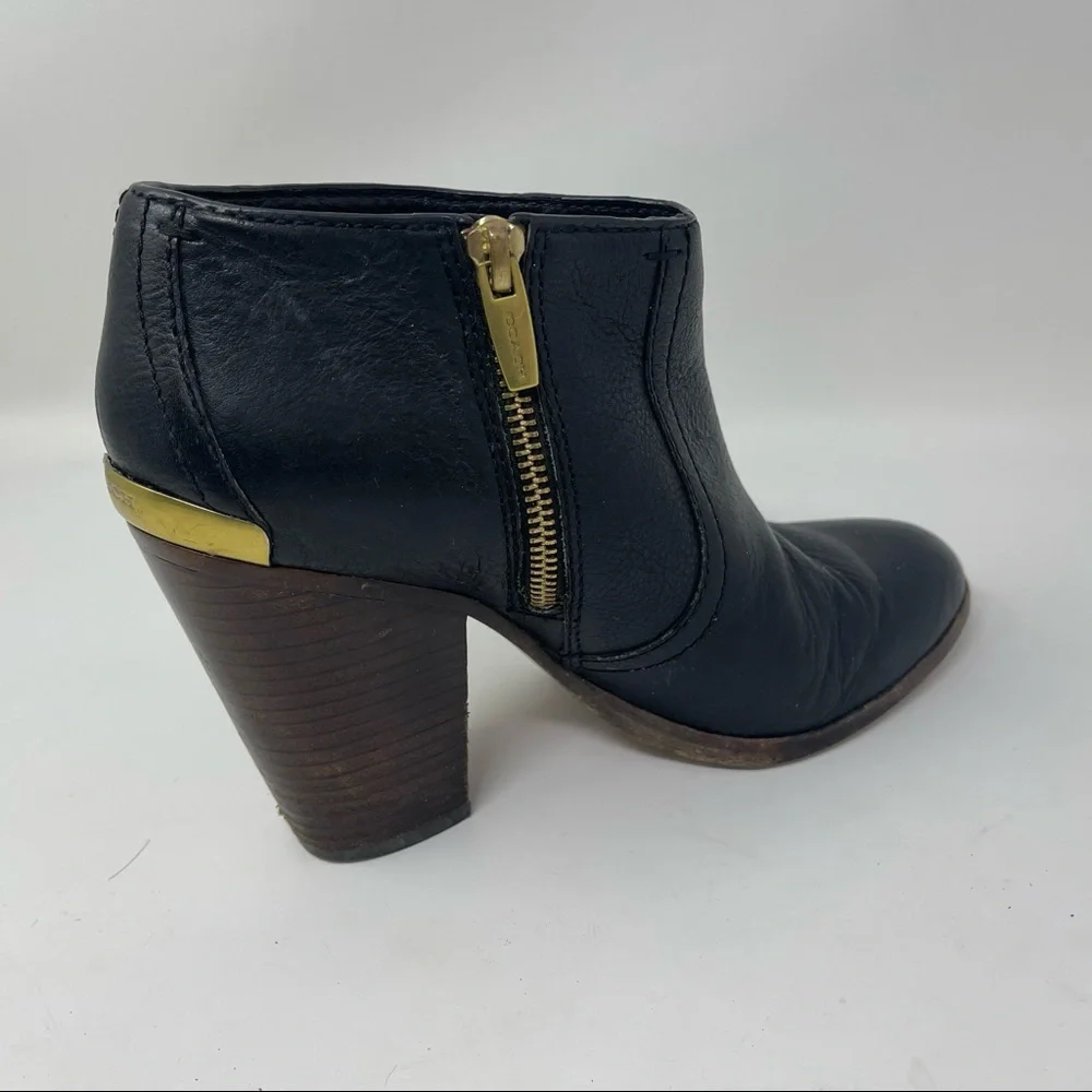 Coach 4” Block Heel Bootie Black Leather Boots bootie Size 7 Hattie wear on heel_9